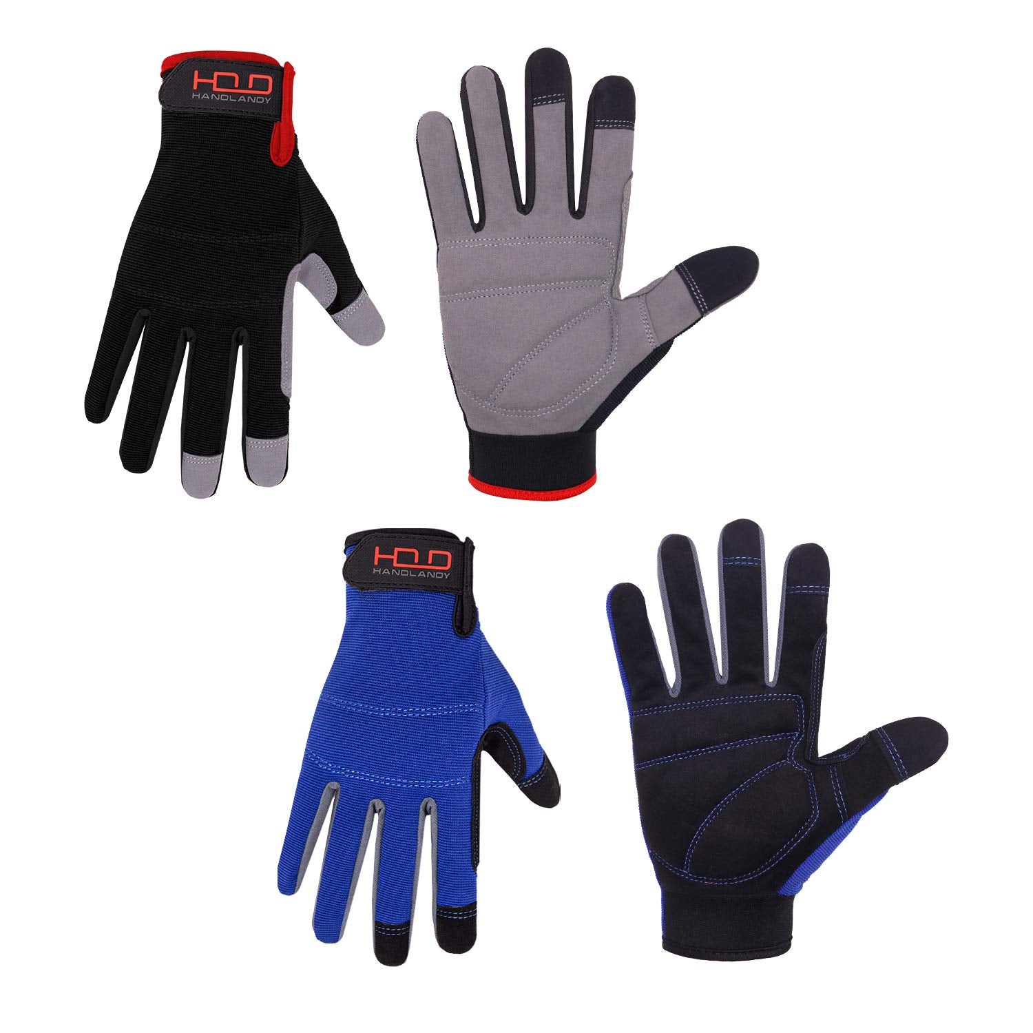 HANDLANDY Work Gloves for Men & Women, Utility Mechanic Working Gloves Touch Screen, Flexible Yard Work Gloves